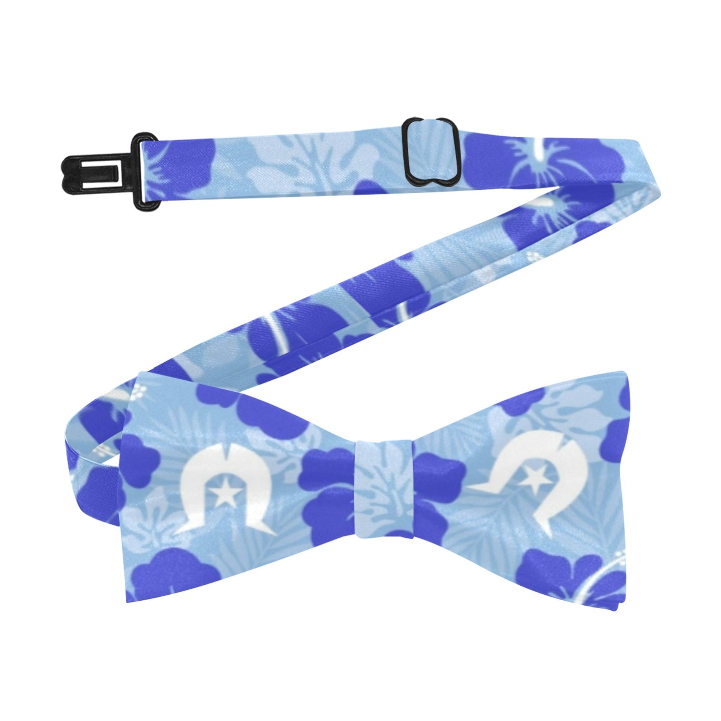 Hibiscus flowers with White Dhari (Sky blue) on Men's Bowtie