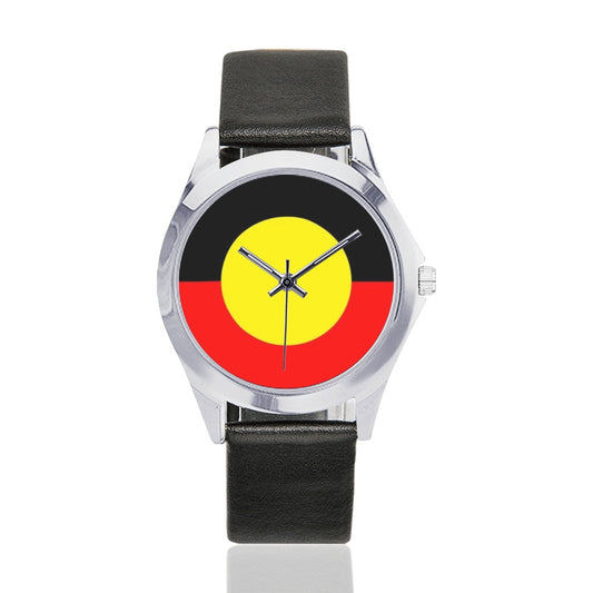 Aboriginal flag on Unisex Round Metal Watch