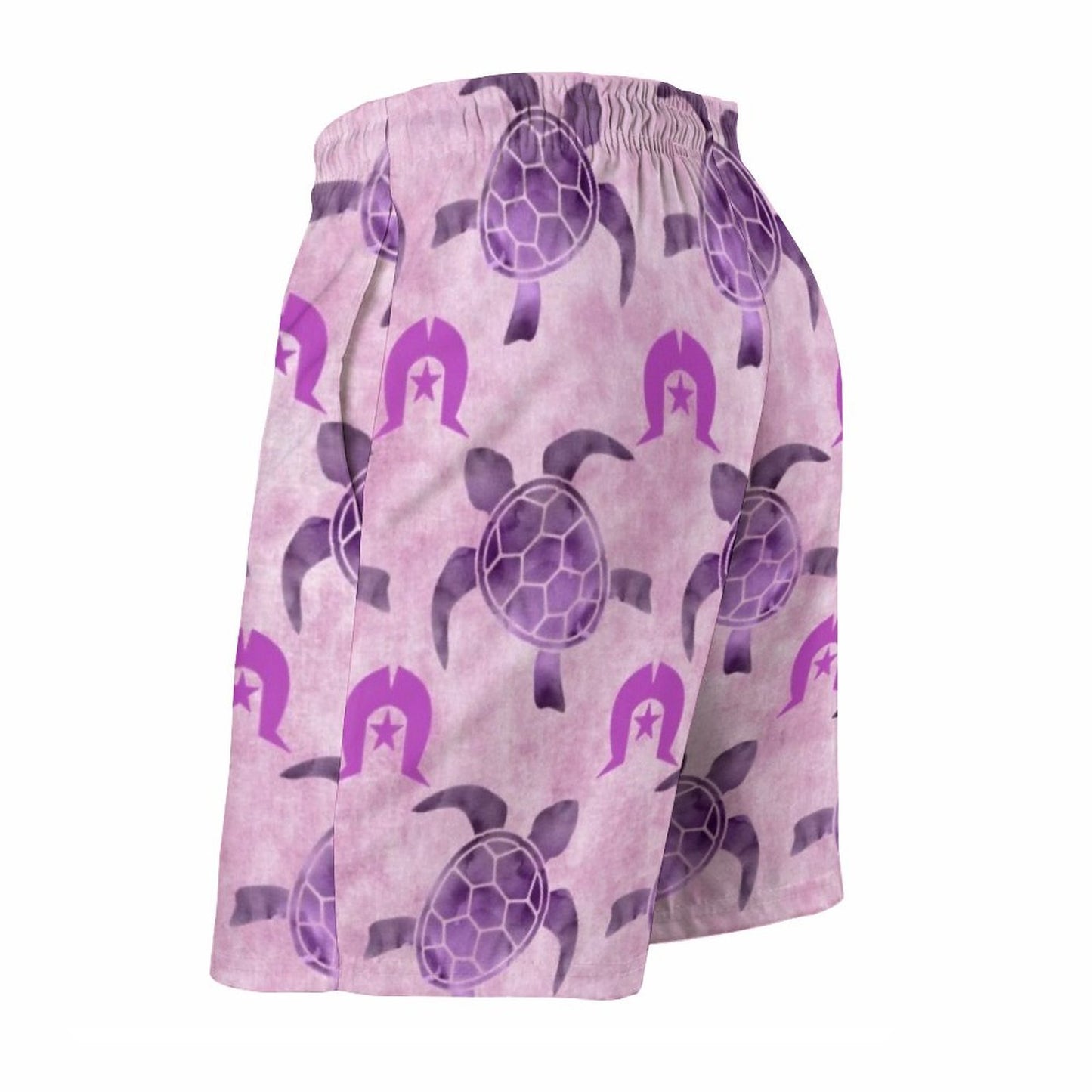 Purple Turtle Pattern on Men's Board Shorts