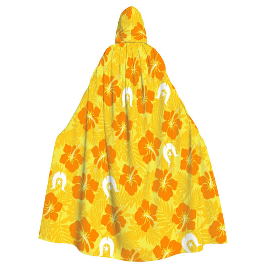 Hibiscus flowers with Dhari (Gold) on Hooded Cloak
