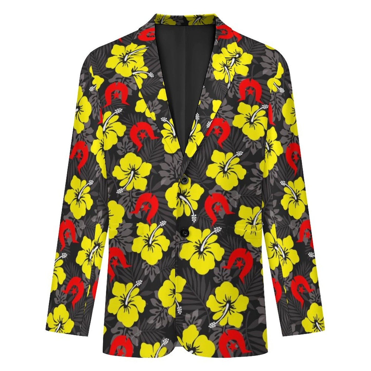 Royal yellow Hibiscus with Red Dhari on Men's Blazer