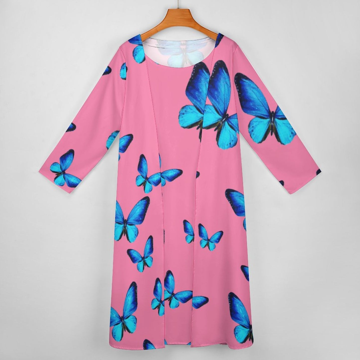 Blue Butterflies on Long Dress Set