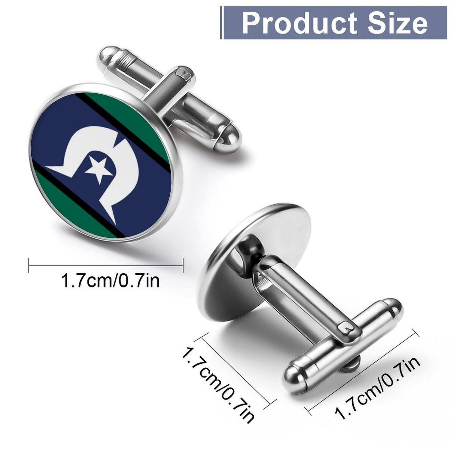 Torres Strait Flag on Shirt Cufflinks