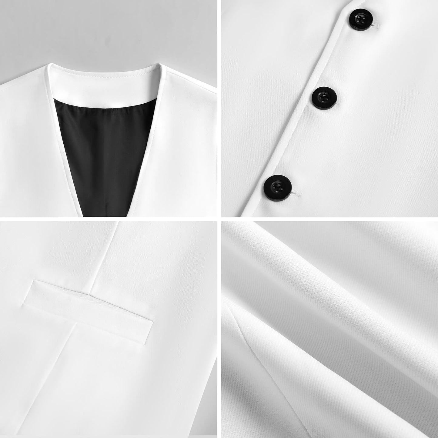 Black Hibiscus with White Dhari on Men's Sleeveless Suit Vest