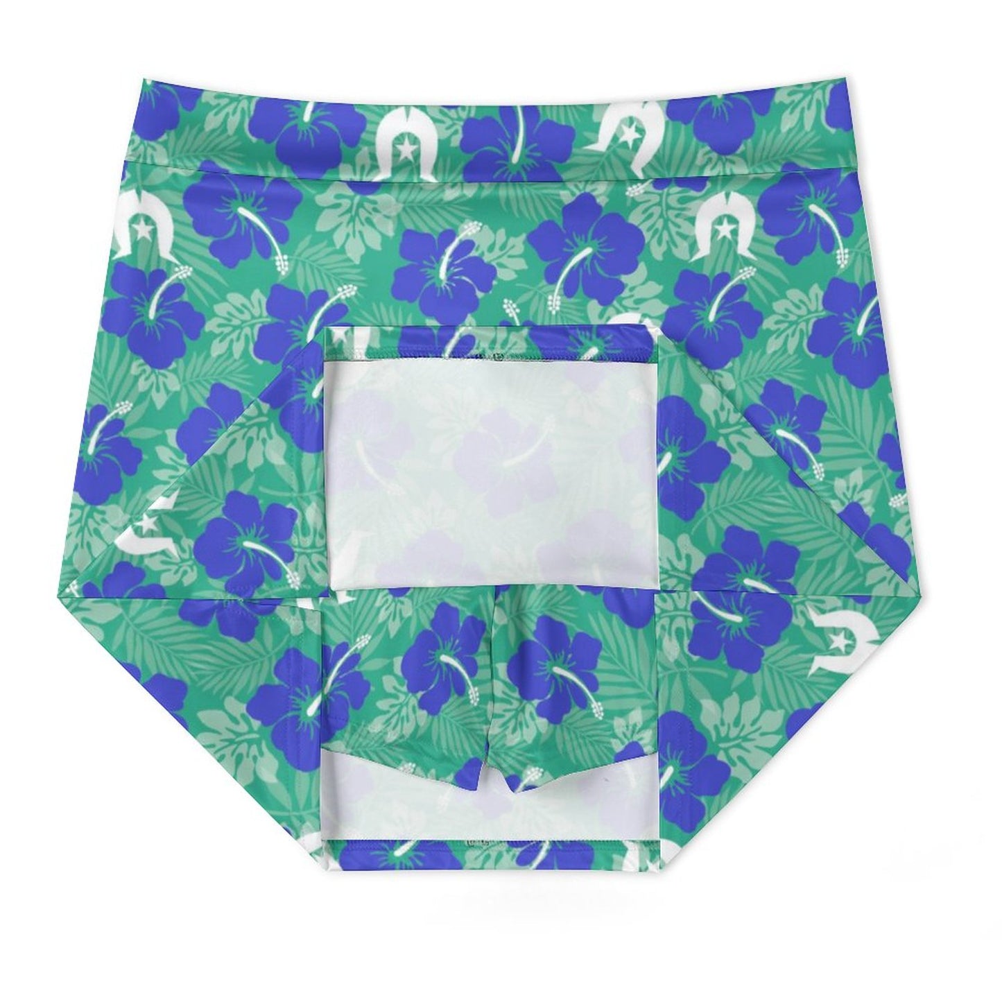 Royal Blue Hibiscus flowers with Dhari on Anti-peep Skort with Pocket AMQ