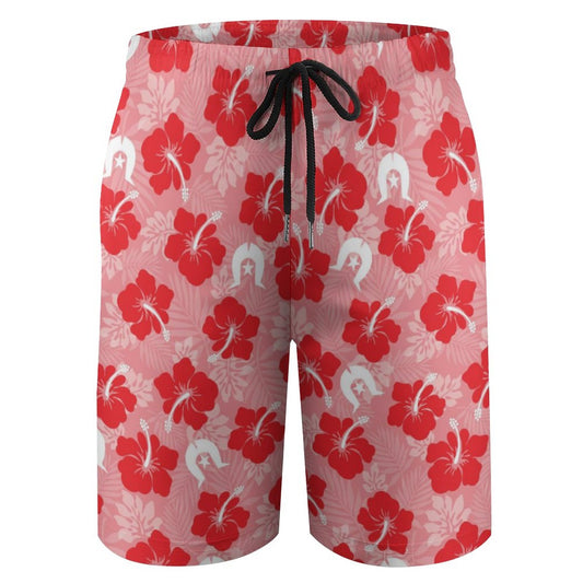 Hibiscus flowers with Dhari (Royal Pink) on Kid's Beach Pants