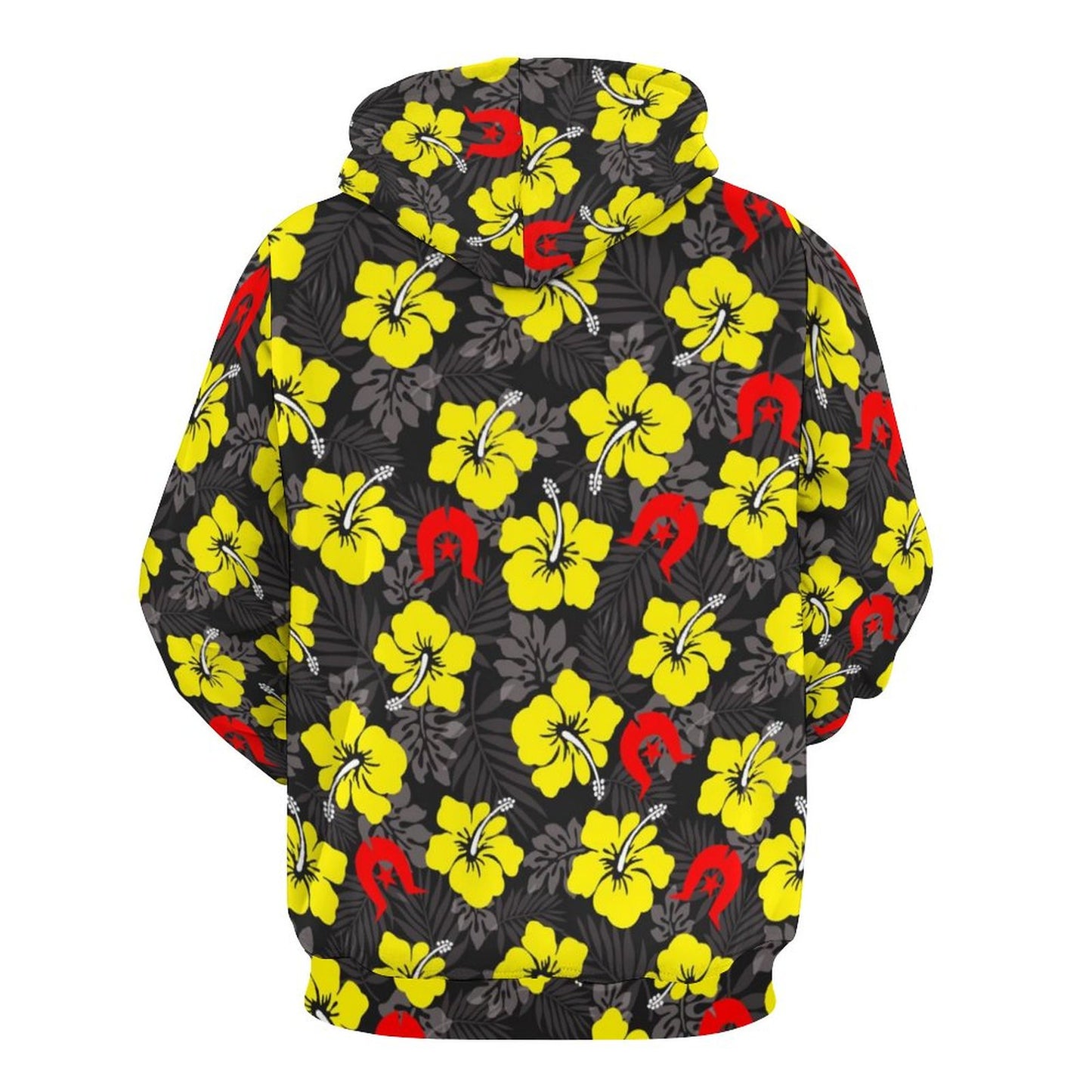 Royal yellow Hibiscus with Red Dhari on Lady Hoodie with Double-layer Cap