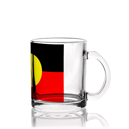 Aboriginal Flag on Glass Coffee Cups (12oz)