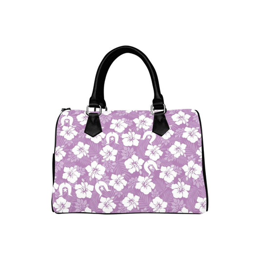 White Hibiscus and Dhari (Purple) on Custom Handbag