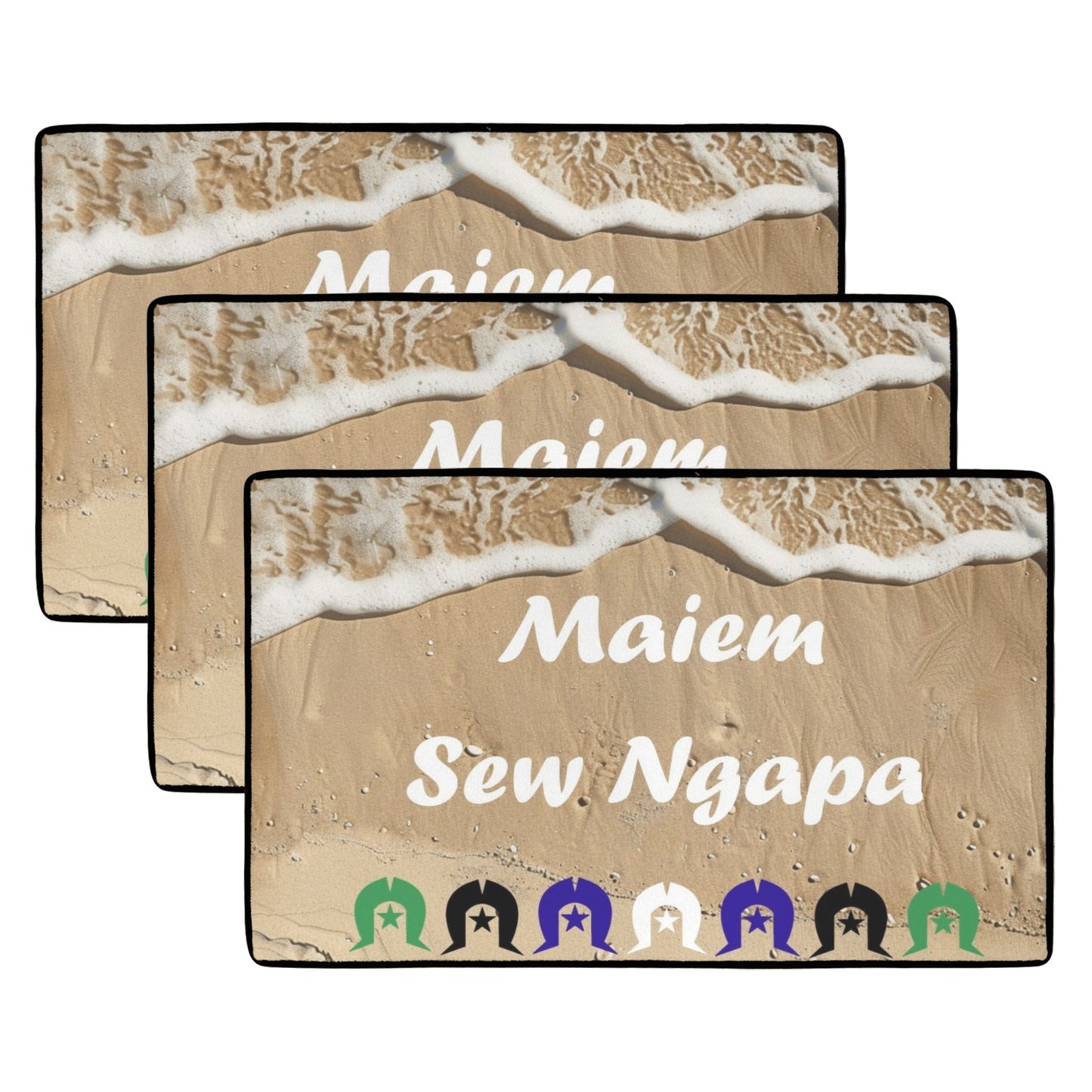 Maiem / Sew Ngapa / Welcome and Dhari on Doormat (90x61cm) (Set of 3)