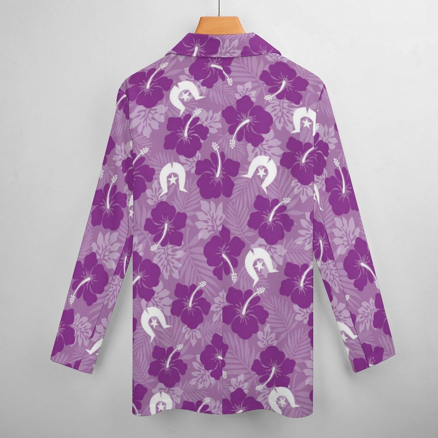 Hibiscus flowers with White Dhari (Royal purple) on Women's Blazer