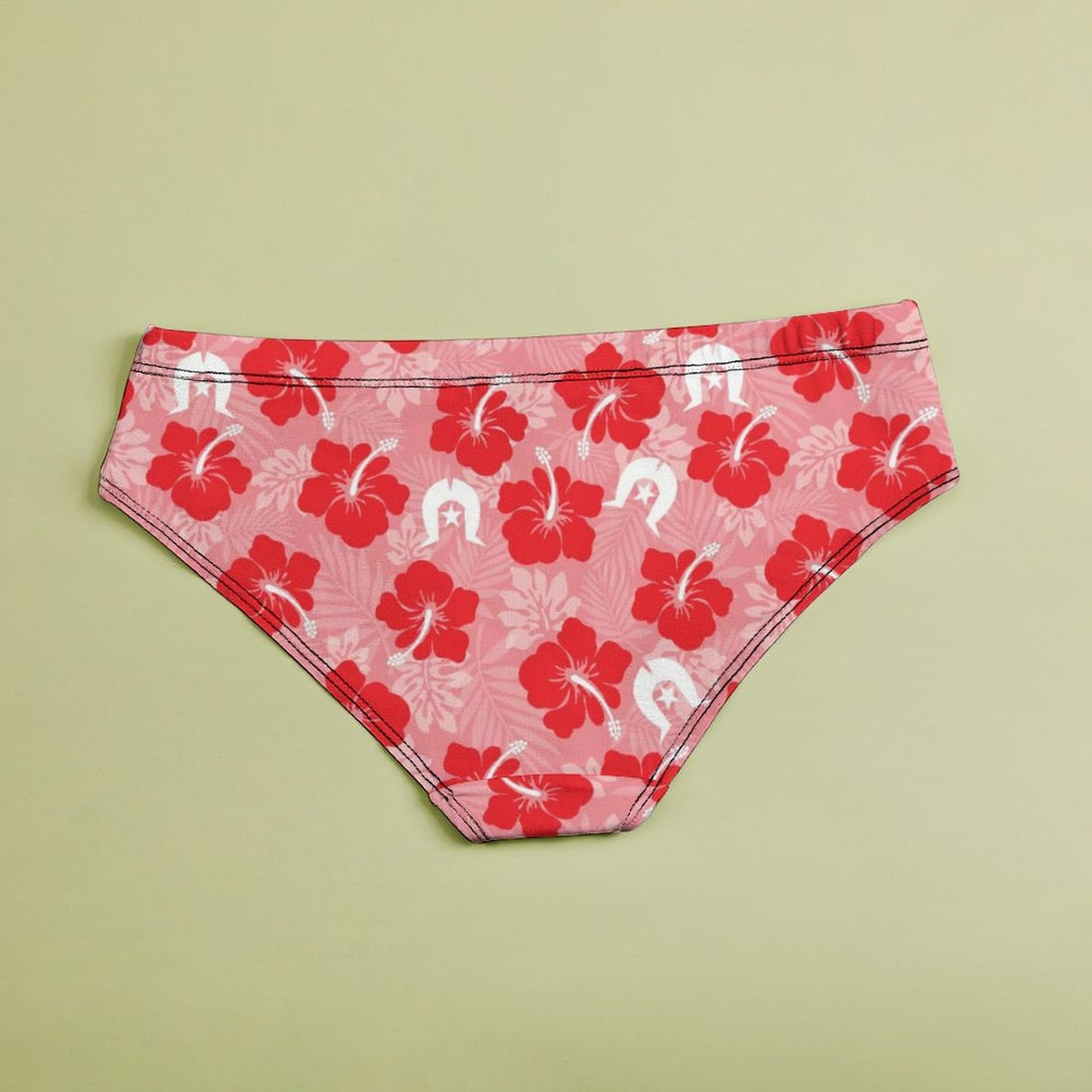 Hibiscus flowers with Dhari (Royal Pink) on Women's Low-Rise Panties