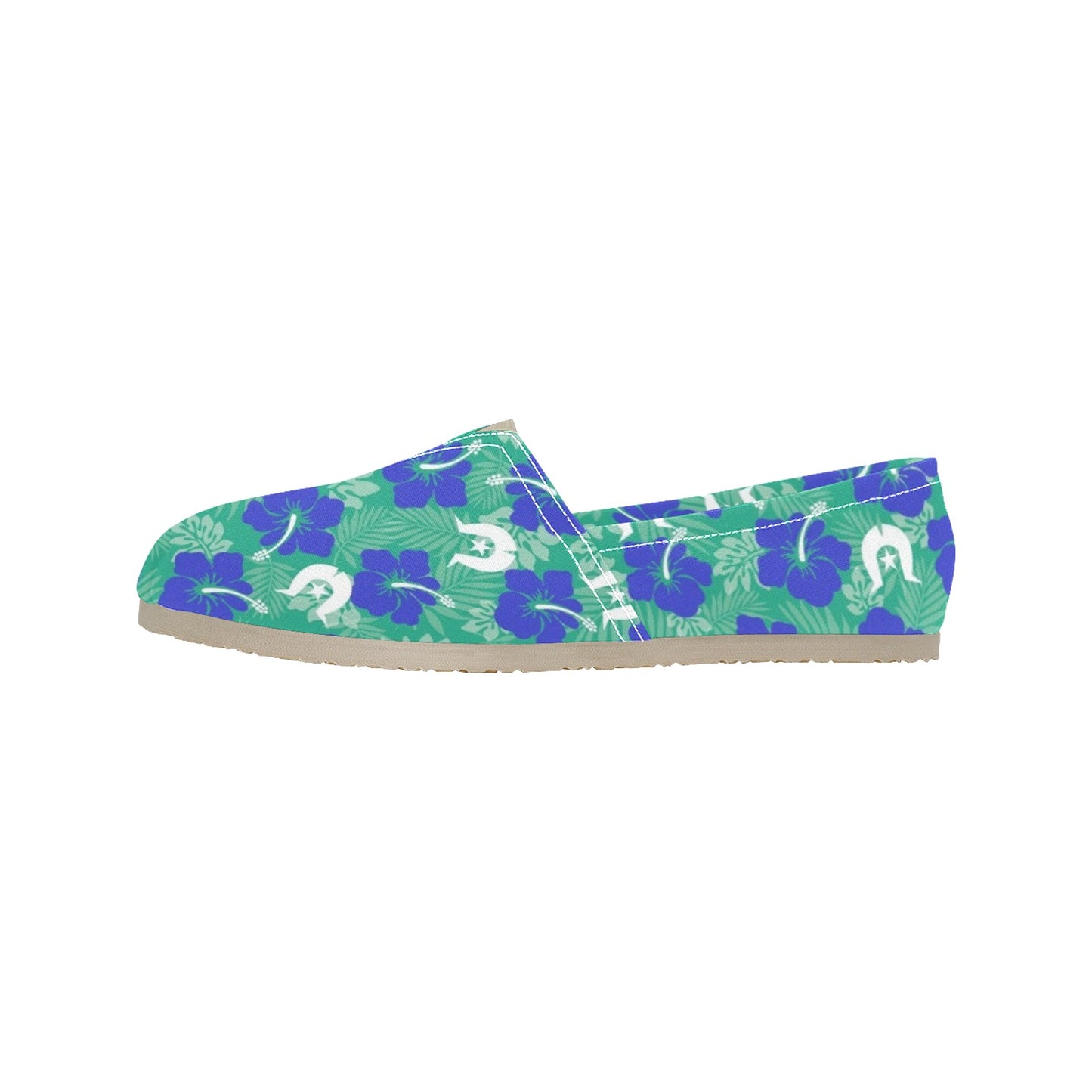 Royal Blue Hibiscus flowers with Dhari on Men's Classic Canvas Slip-On Shoes