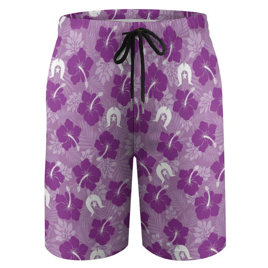 Hibiscus flowers with Dhari (Royal purple) on Kid's Beach Pants