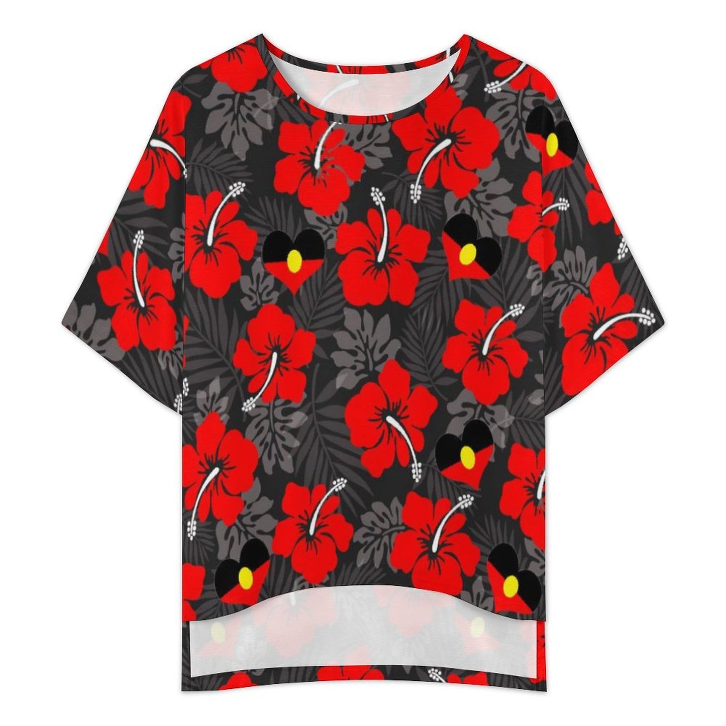 Hibiscus flowers with Aboriginal Heart Flag on Women's Mediterranean Style Set