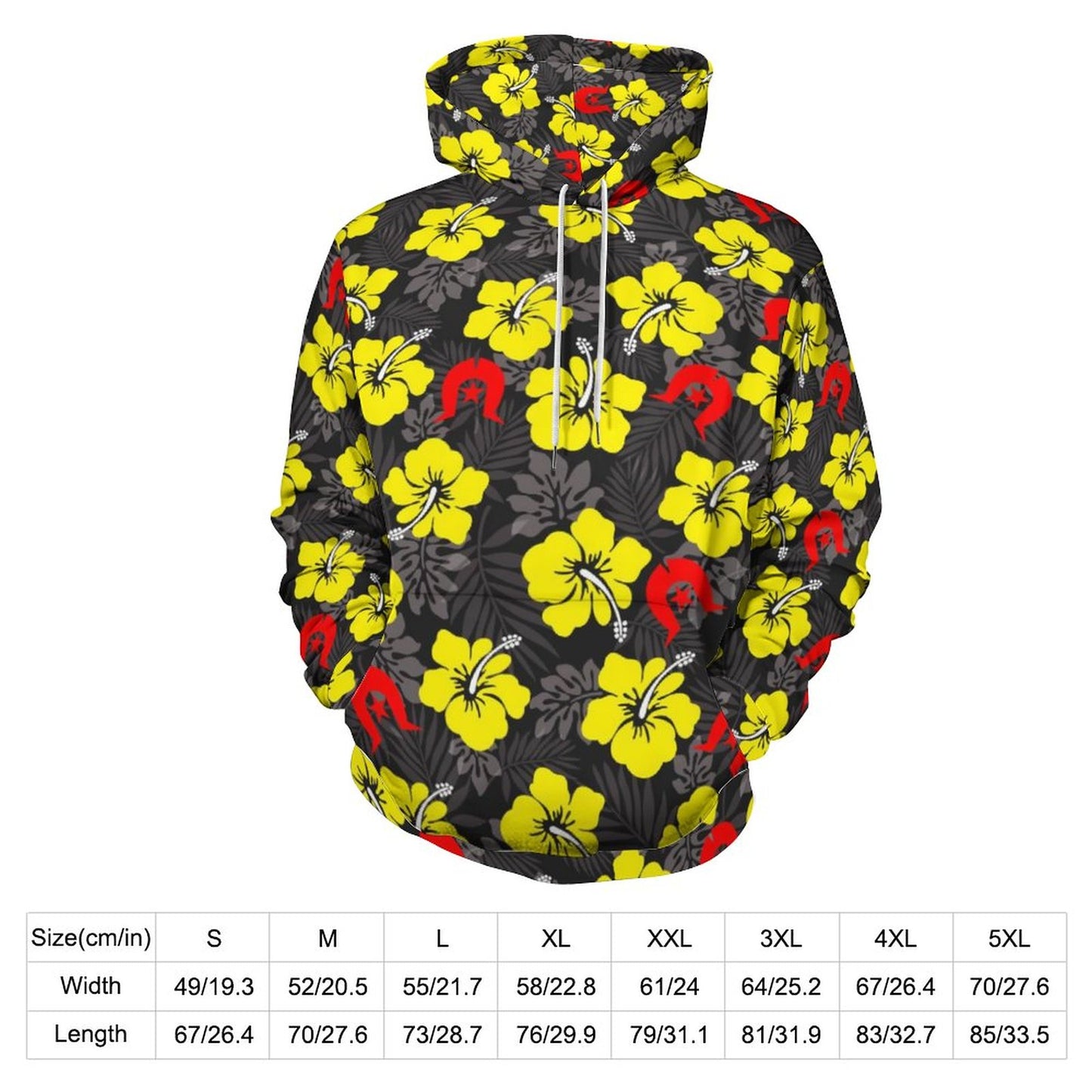 Royal yellow Hibiscus with Red Dhari on Lady Hoodie with Double-layer Cap