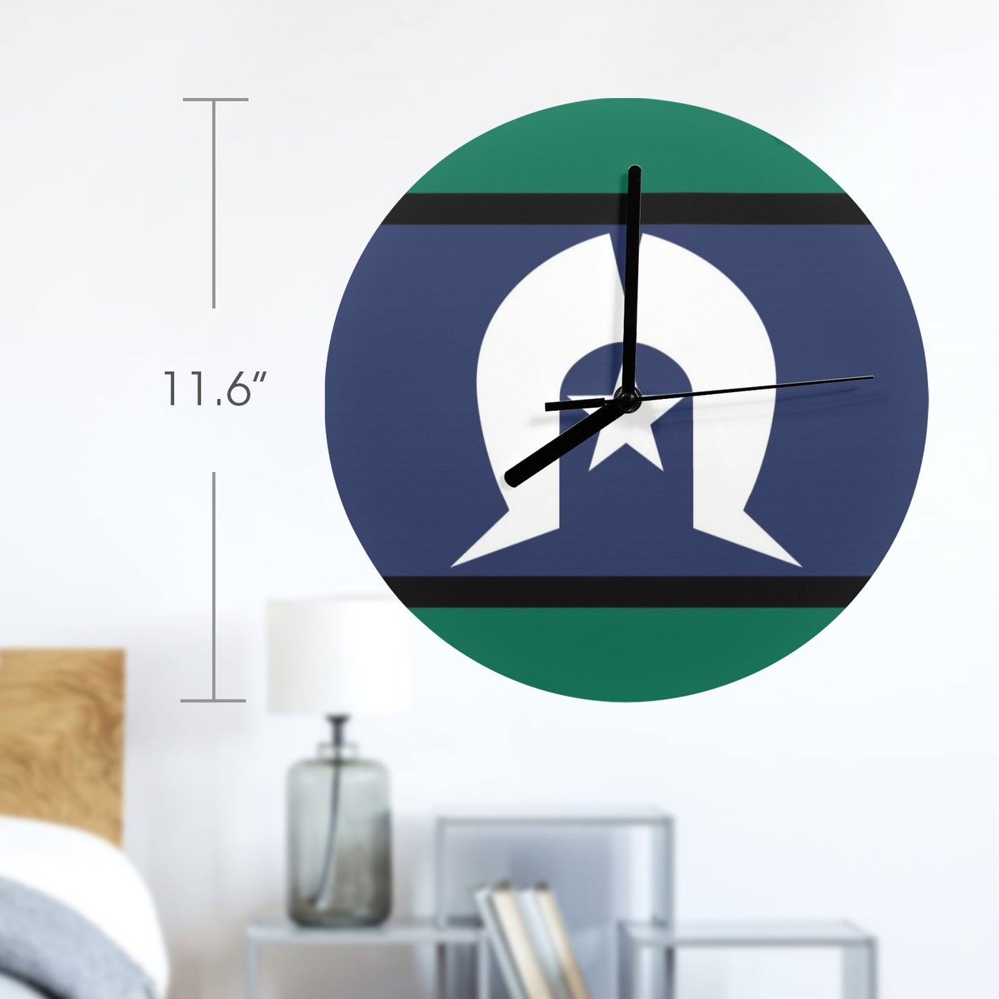 Torres Strait flag on Wall Clock