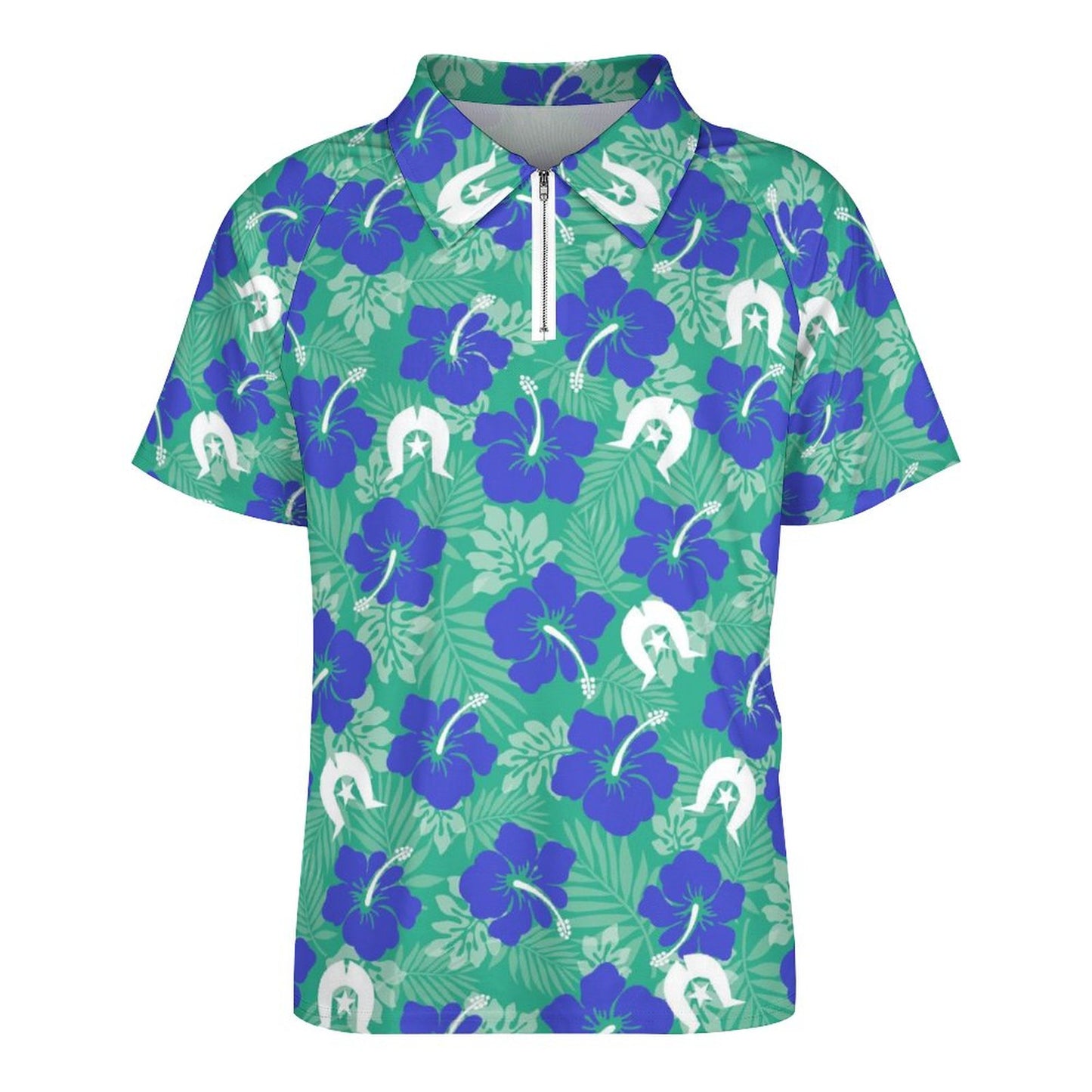 Royal Blue Hibiscus flowers with Dhari on Short Sleeved Sportswear Men's T Shirt