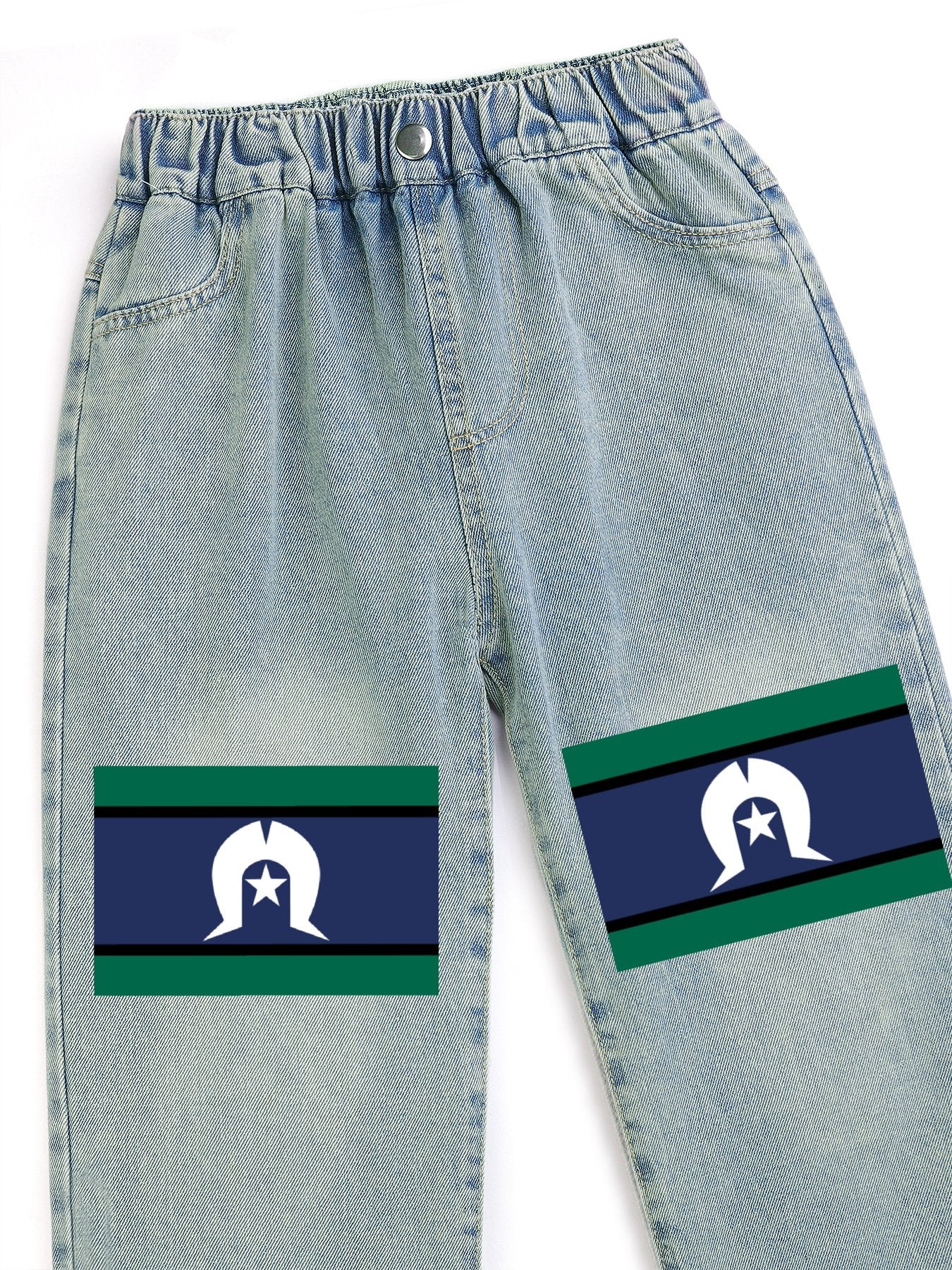 Torres Strait flag on Children's Cropped Jeans