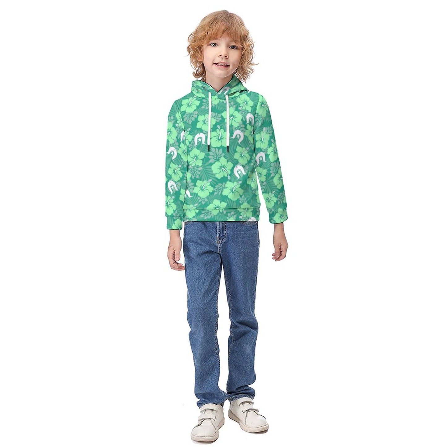 Hibiscus flowers with Dhari (Royal mint) on Children's Hoodie