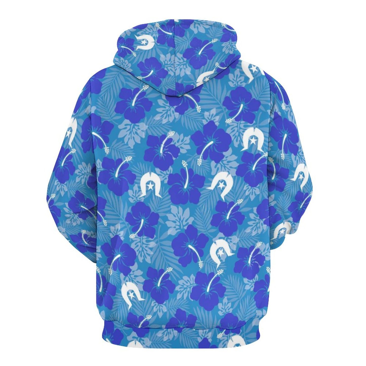 Hibiscus flowers with Dhari (Royal blue) on Lady Hoodie with Double-layer Cap