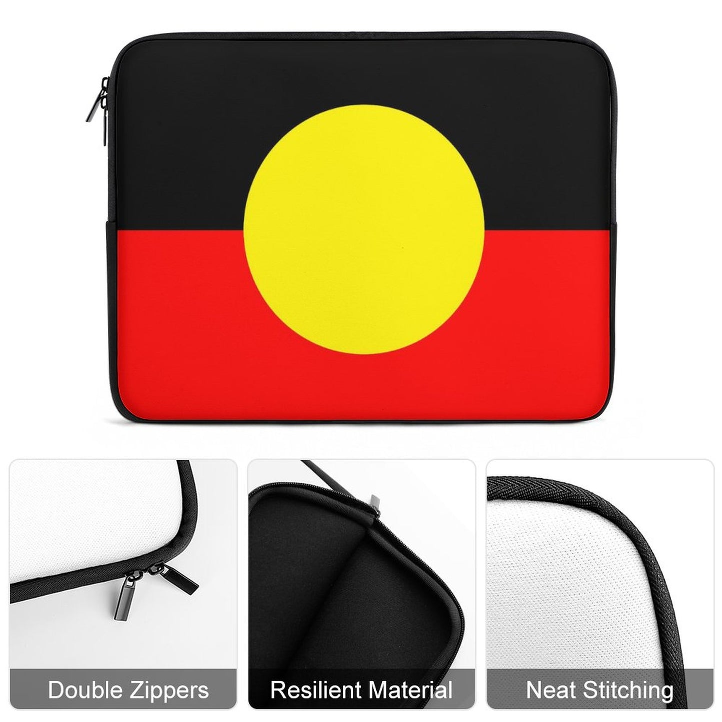 Aboriginal Flag on Laptop Case (1 Picture on 2 Sides)