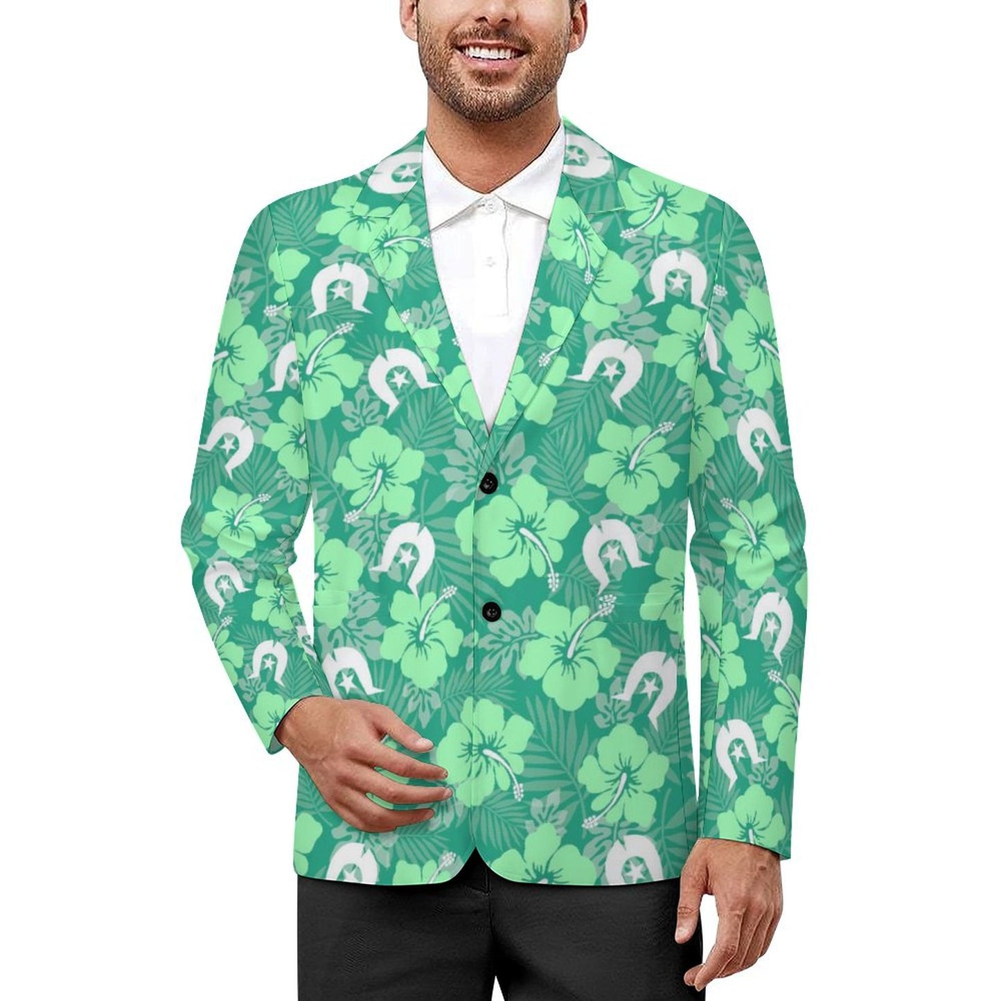 Hibiscus flowers with Dhari (Royal mint) on Men's Blazer