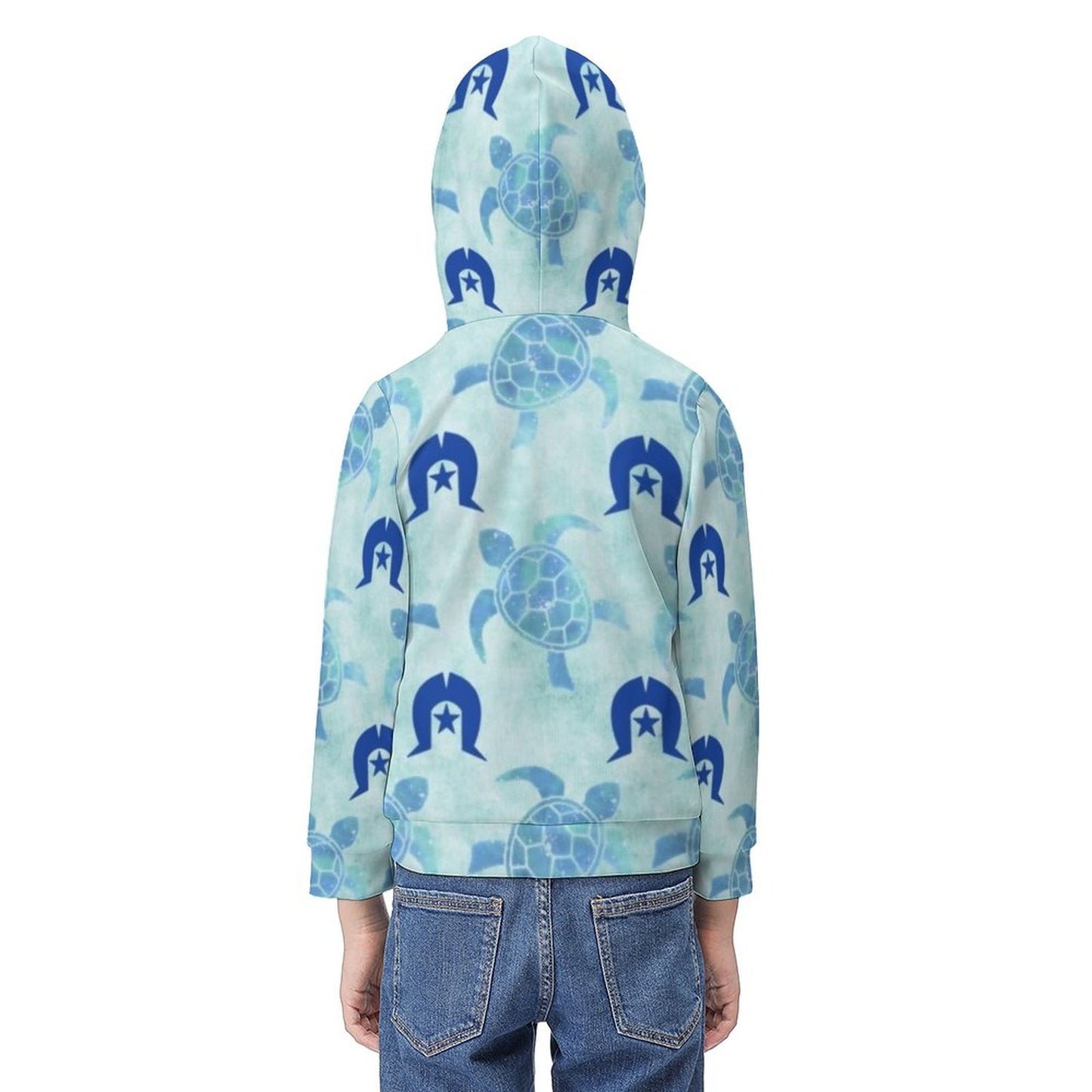 Blue Turtle Pattern on Children's Hoodie