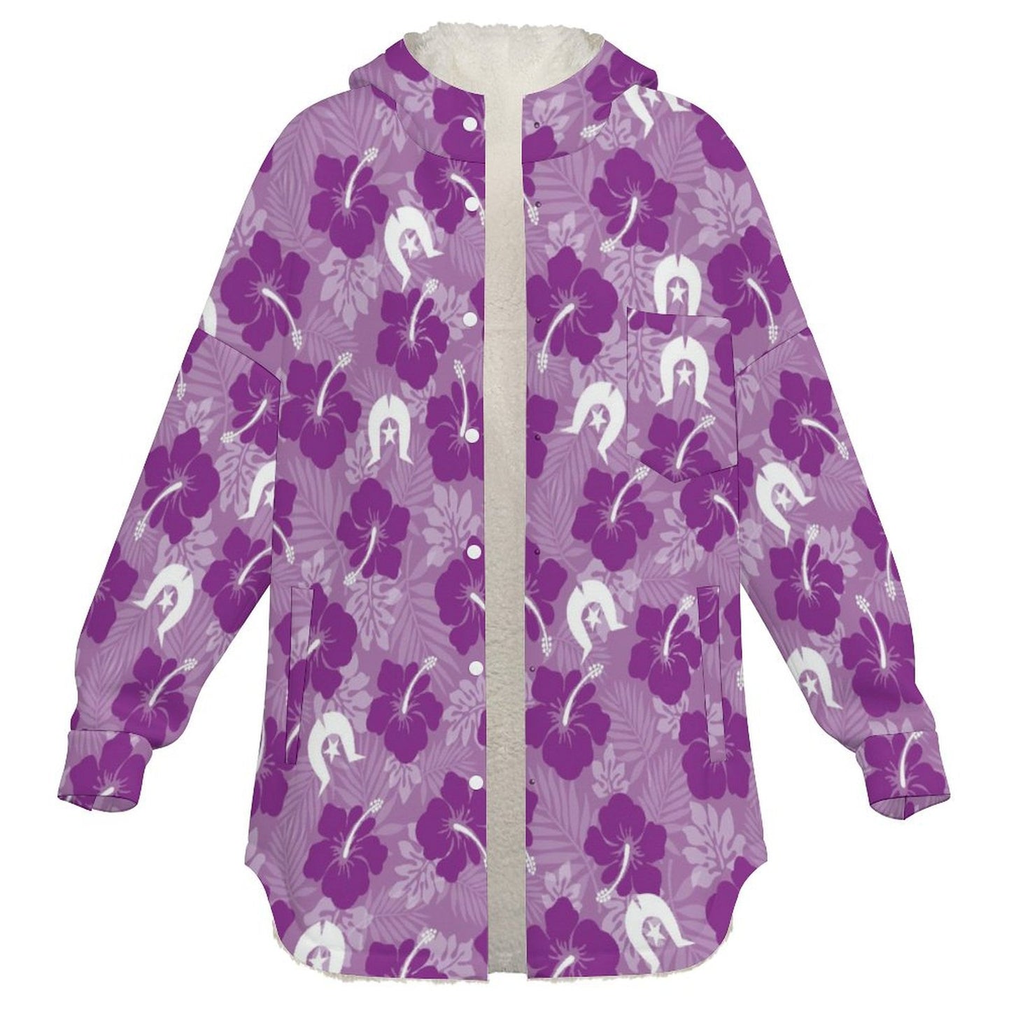 Hibiscus flowers with Dhari (Royal purple) on Women's Full Snap Fleece Jacket
