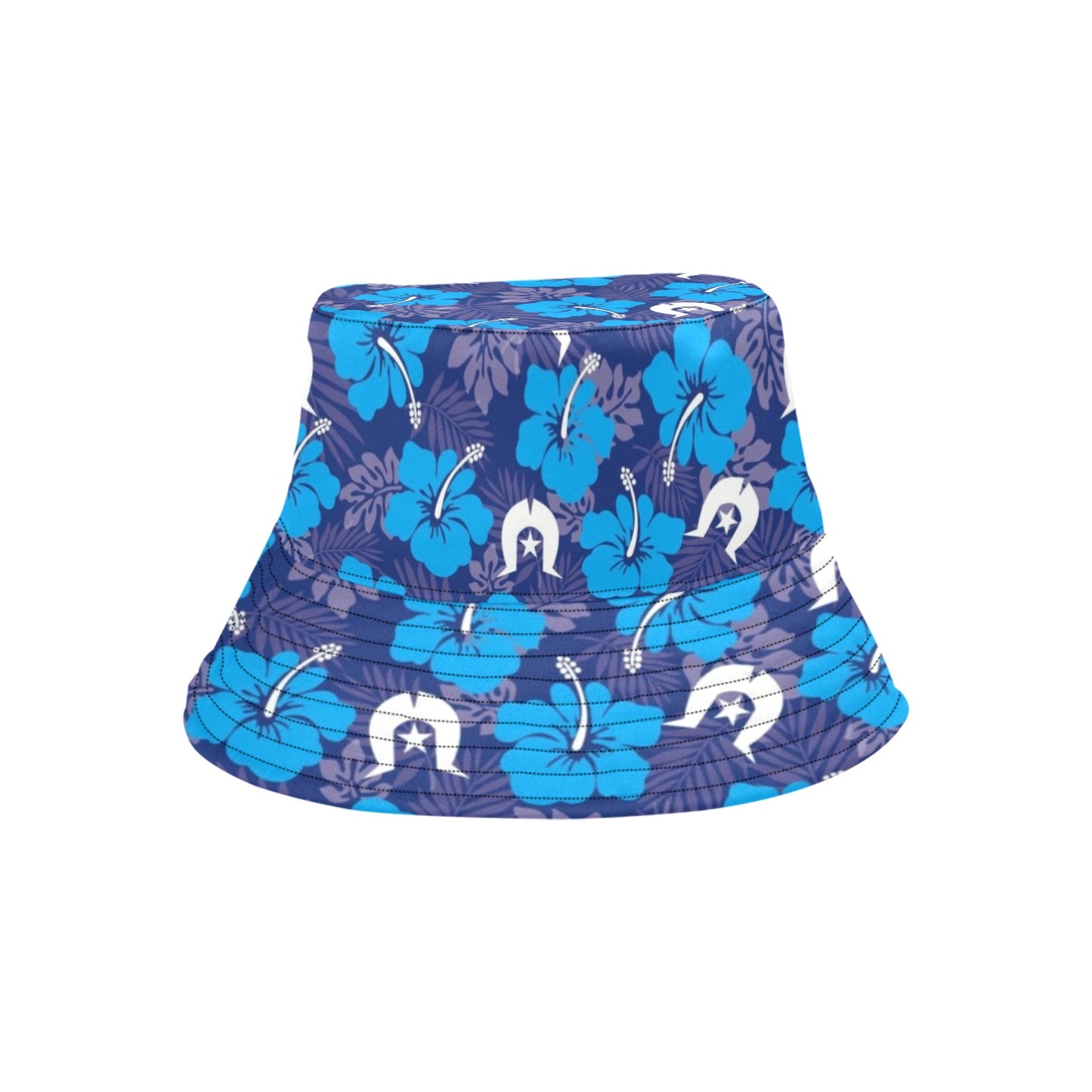 Hibiscus flowers with Dhari (Royal blue) on Unisex Summer Single-Layer Bucket Hat