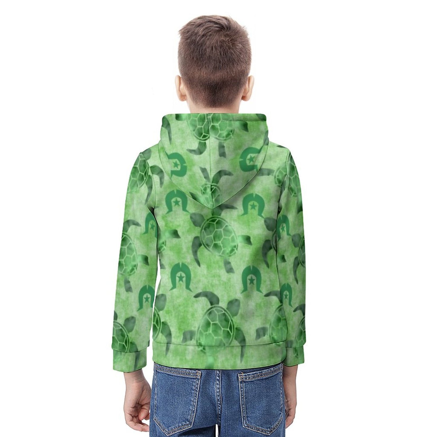 Green Turtle Pattern on Youth's Hoodie