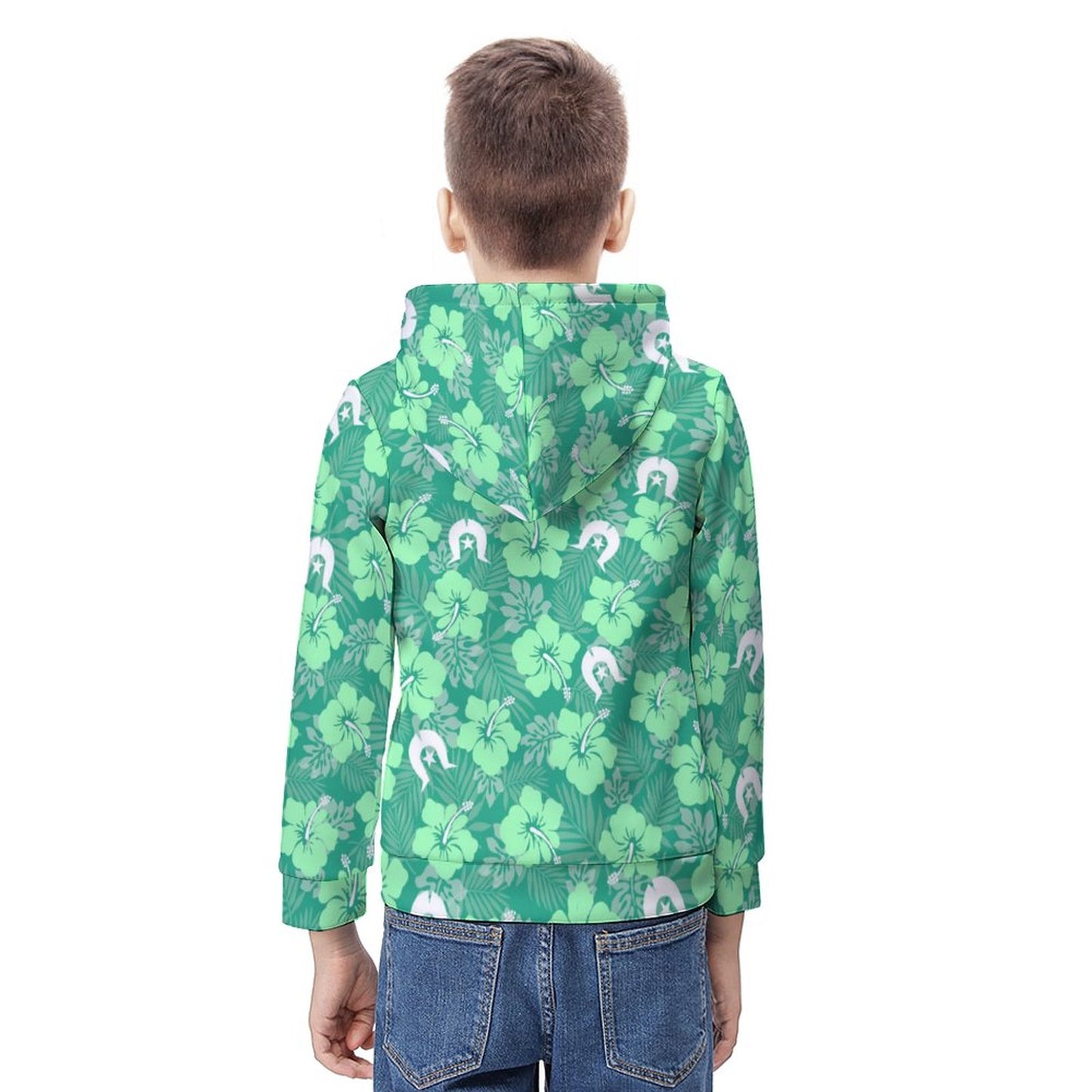 Hibiscus flowers with Dhari (Royal mint) on Youth's Hoodie