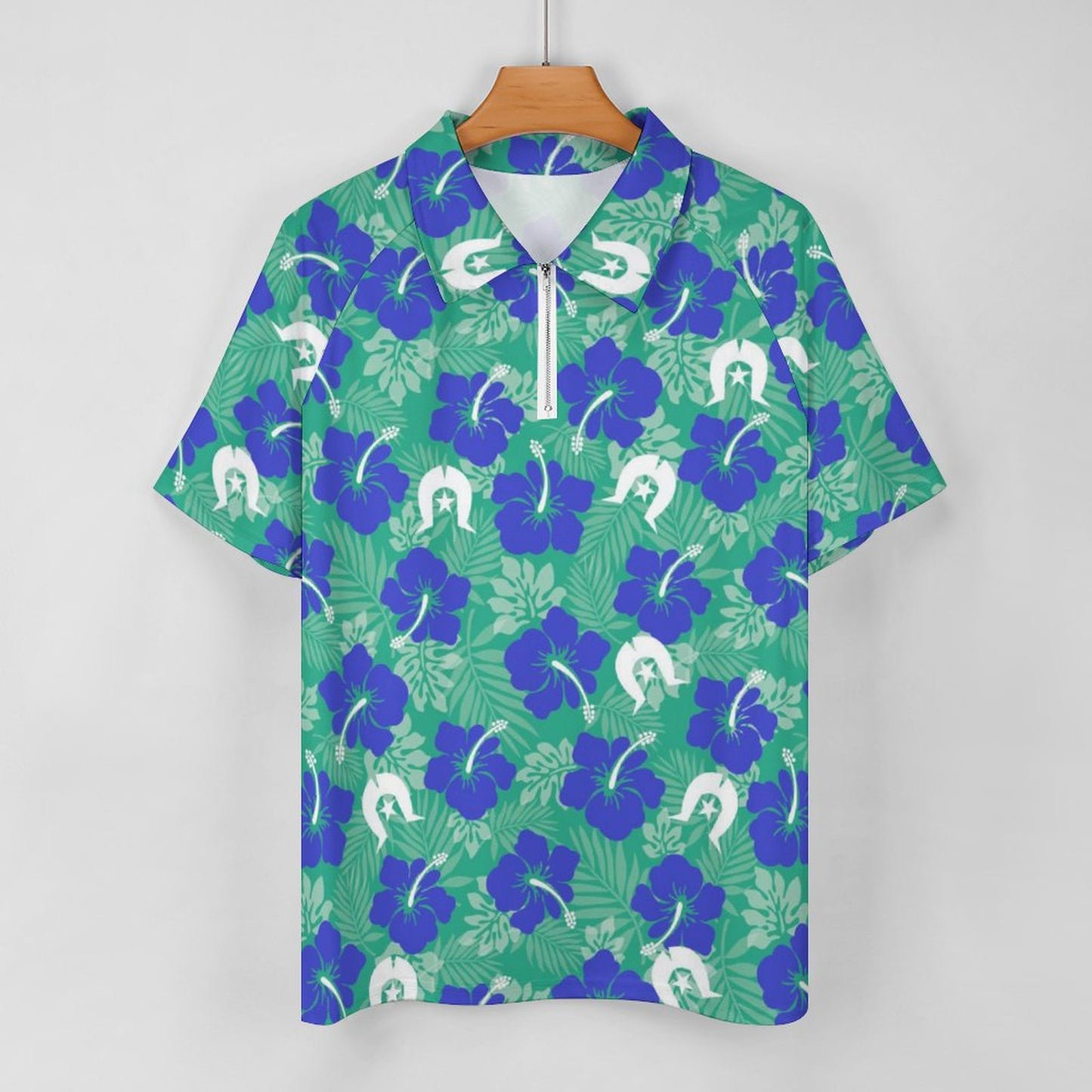 Royal Blue Hibiscus flowers with Dhari on Short Sleeved Sportswear Men's T Shirt