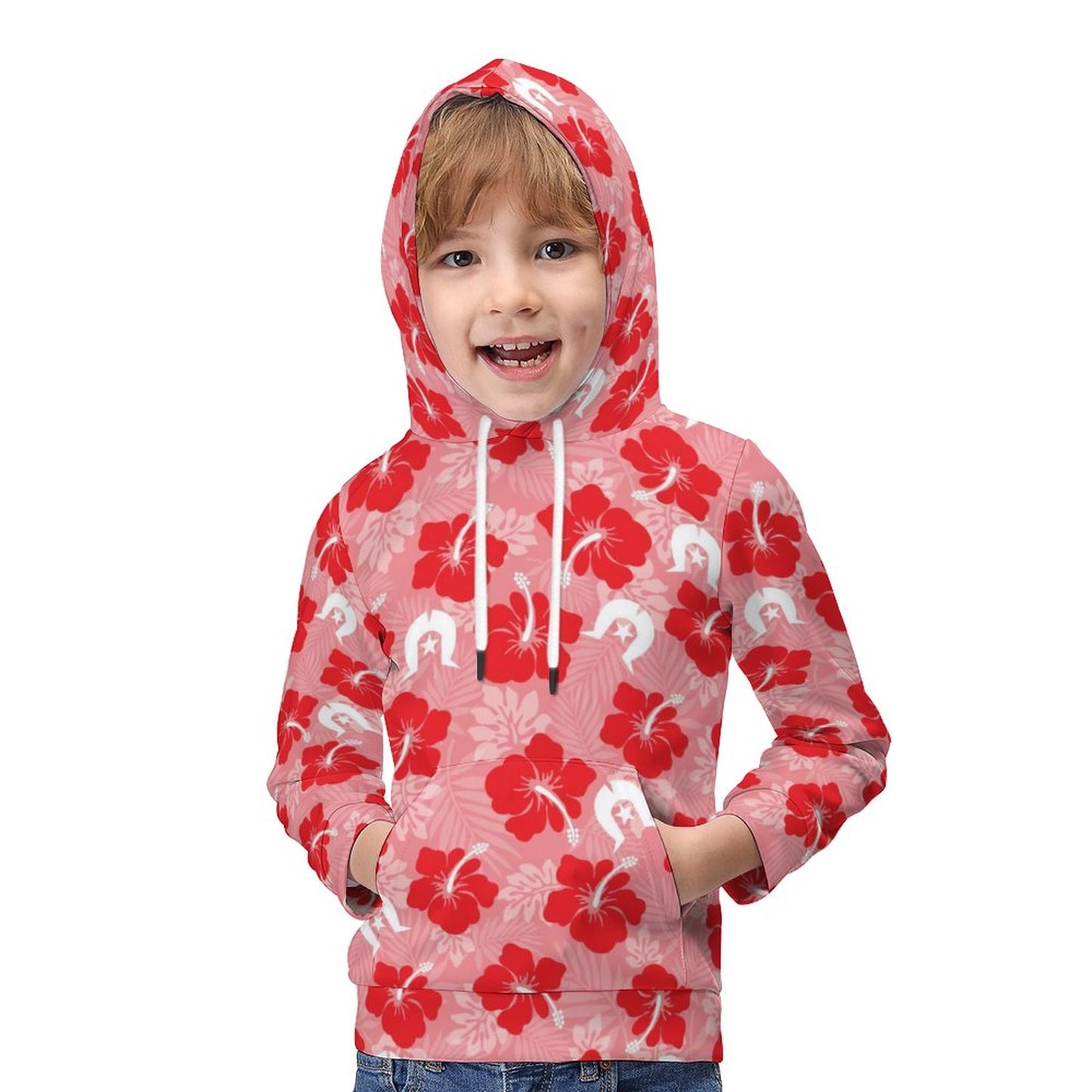 Hibiscus flowers with Dhari (Royal Pink) on Children's Hoodie
