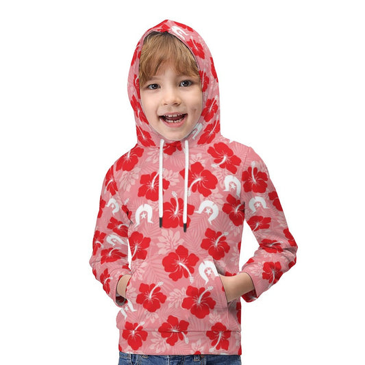 Hibiscus flowers with Dhari (Royal Pink) on Children's Hoodie