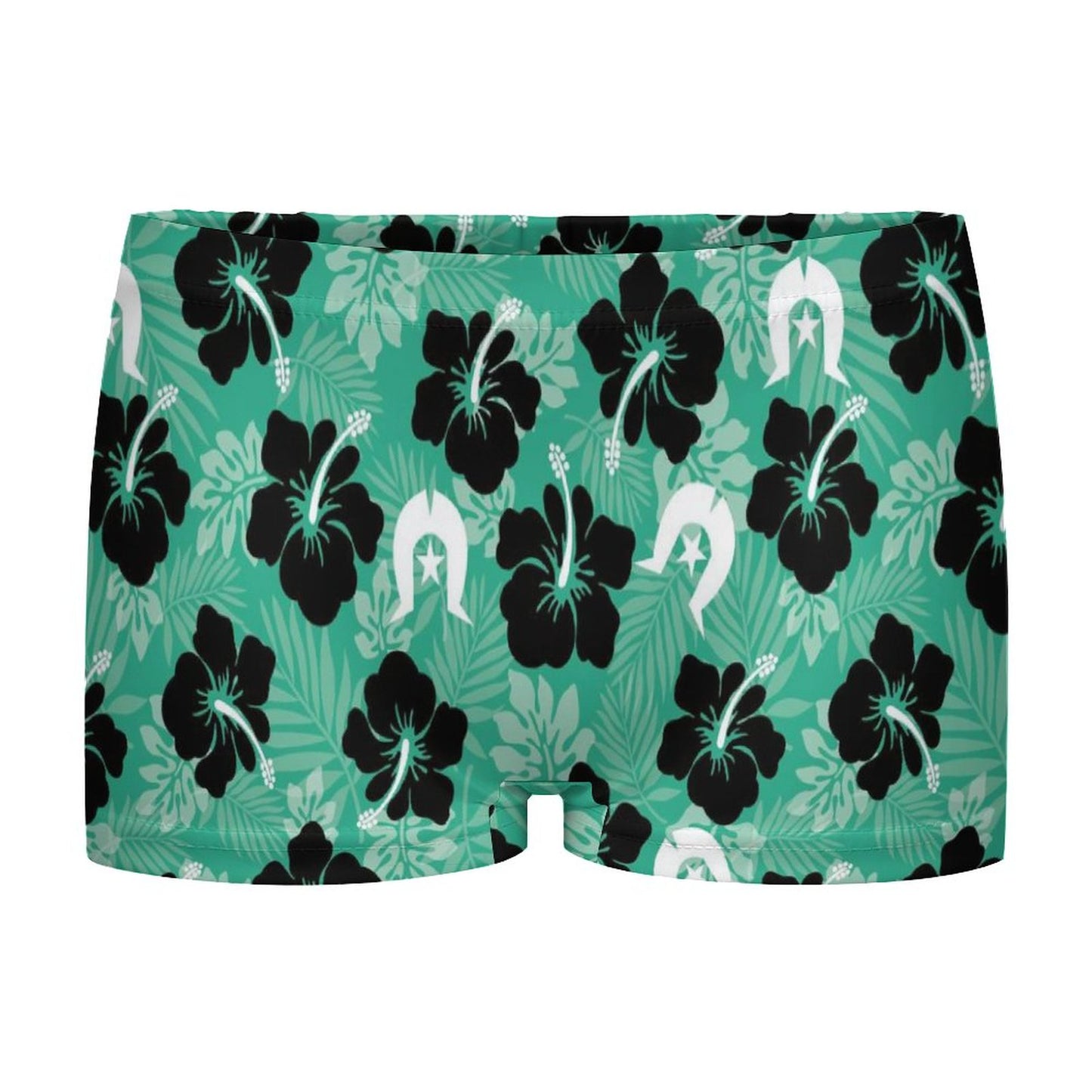 Black Hibiscus with White Dhari on 180gsm Women's Boxer Briefs