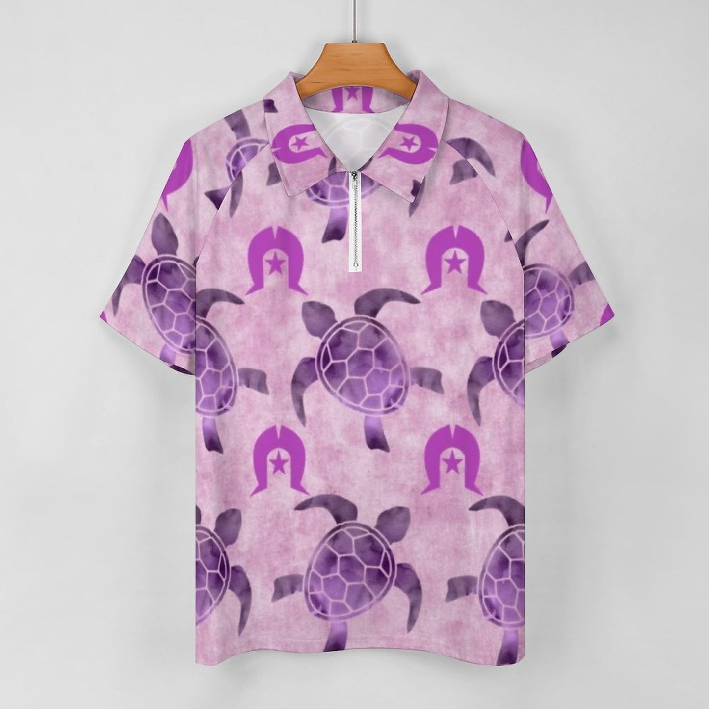 Purple Turtle Pattern on Short Sleeved Sportswear Men's T Shirt