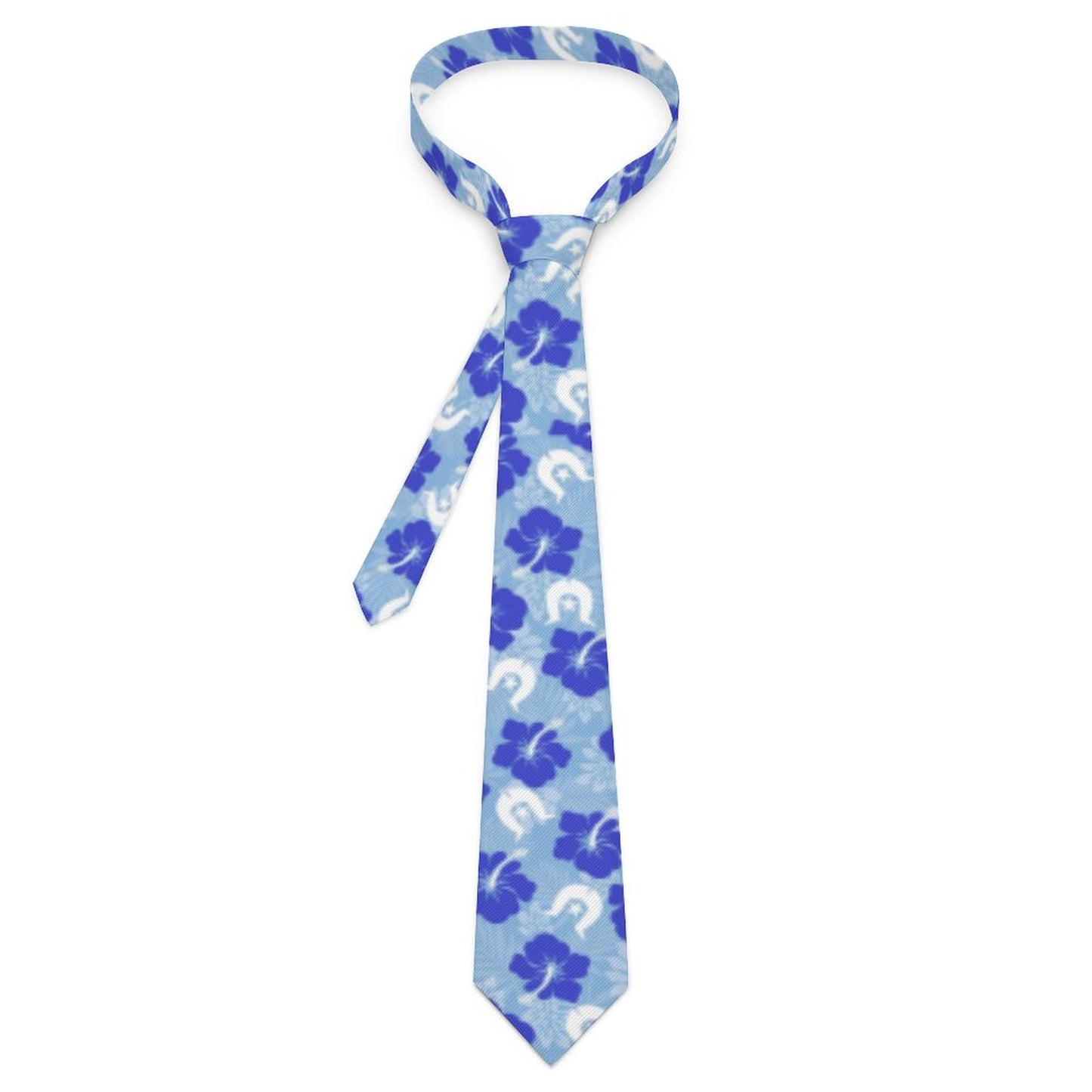 Hibiscus flowers with White Dhari (Sky blue) on Men's Formal Tie