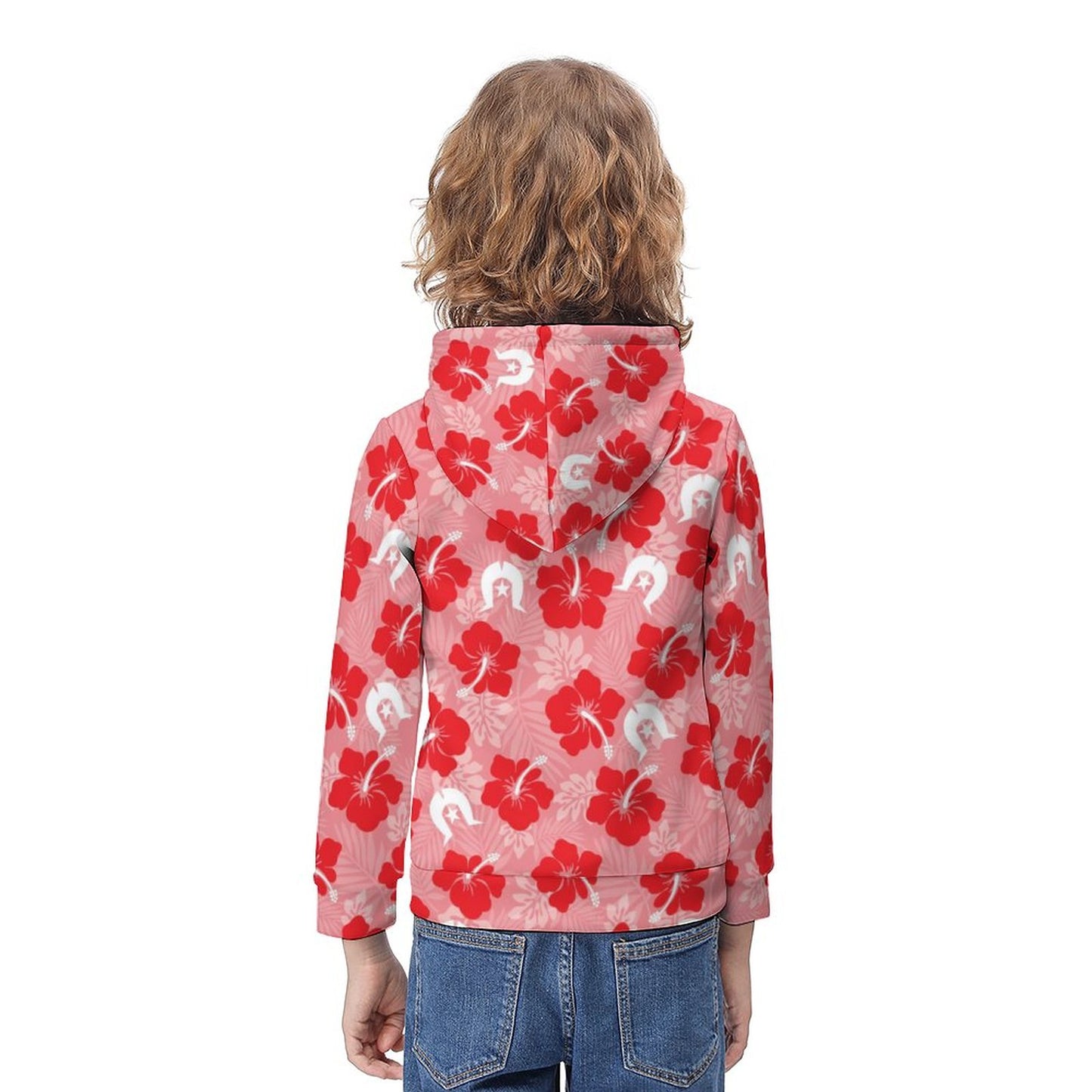 Hibiscus flowers with Dhari (Royal Pink) on Children's Hoodie