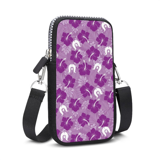 Hibiscus flowers with Dhari (Royal purple) on Phone Purses with Crossbody Strap