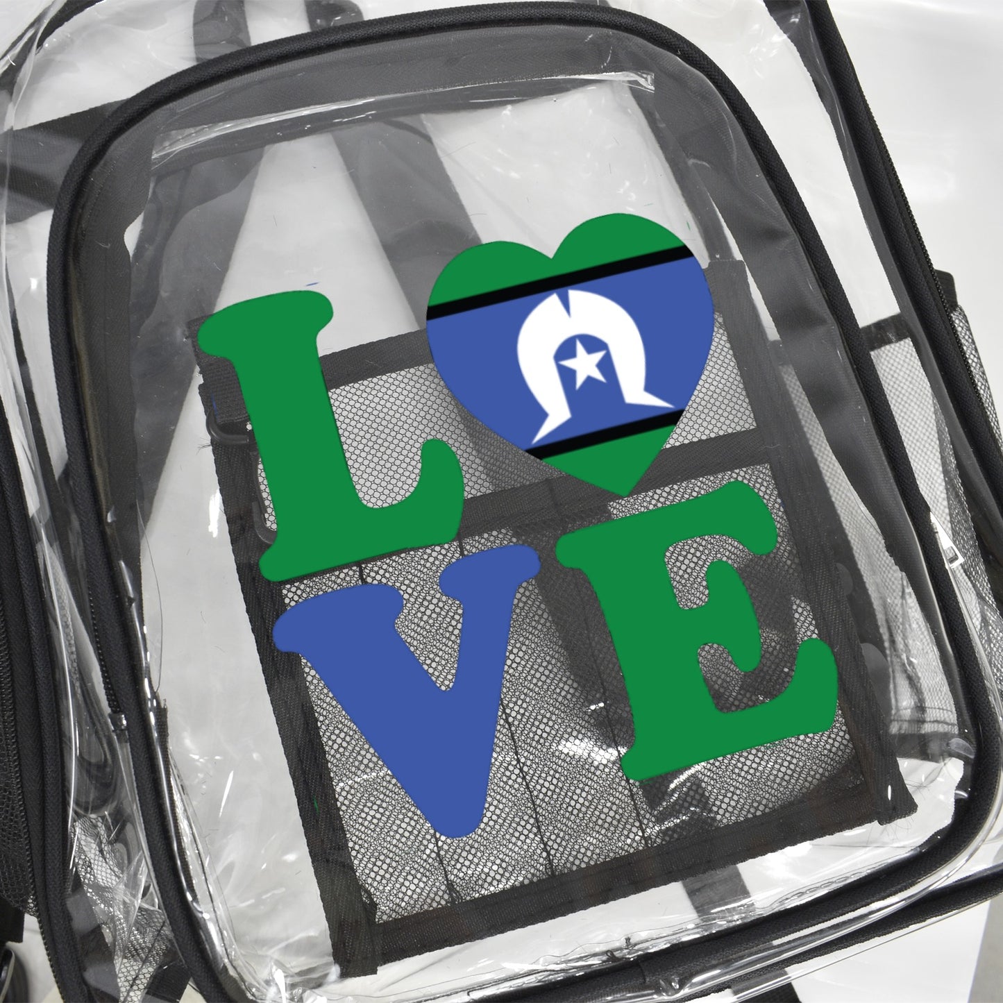 Torres Strait Flag with 'LOVE on Clear Backpack
