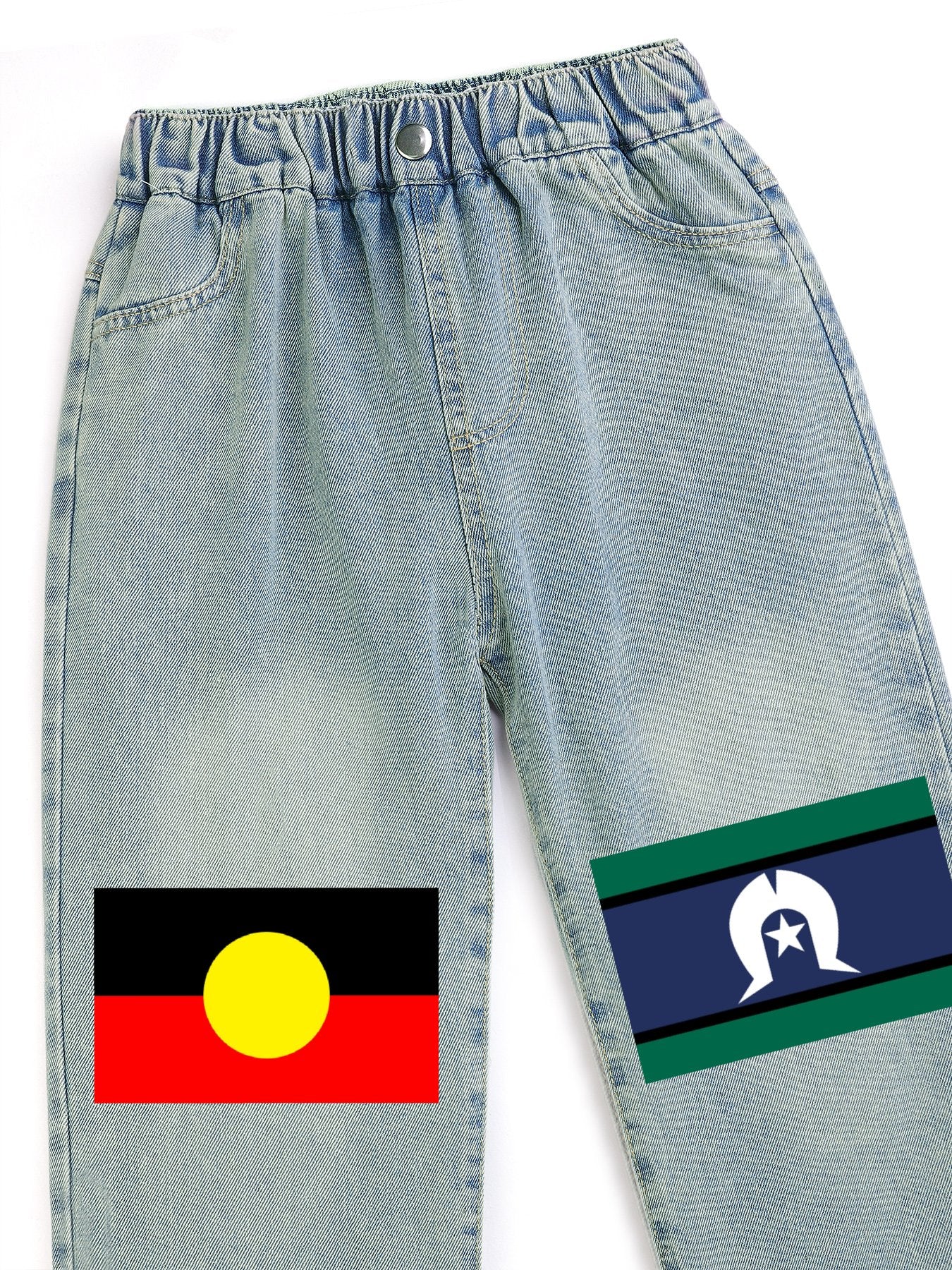 Aboriginal and Torres Strait flag on Children's Cropped Jeans