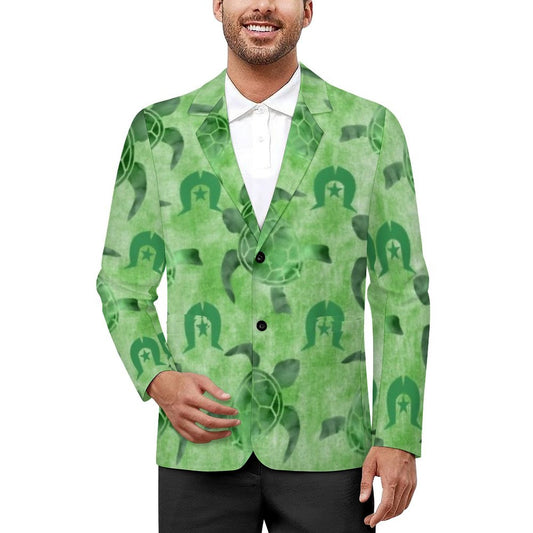 Green Turtle Pattern on Men's Blazer