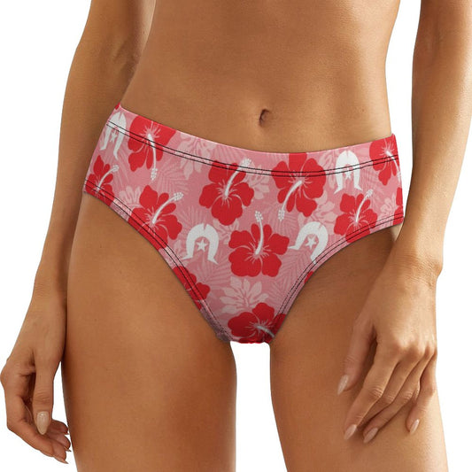 Hibiscus flowers with Dhari (Royal Pink) on Women's Low-Rise Panties