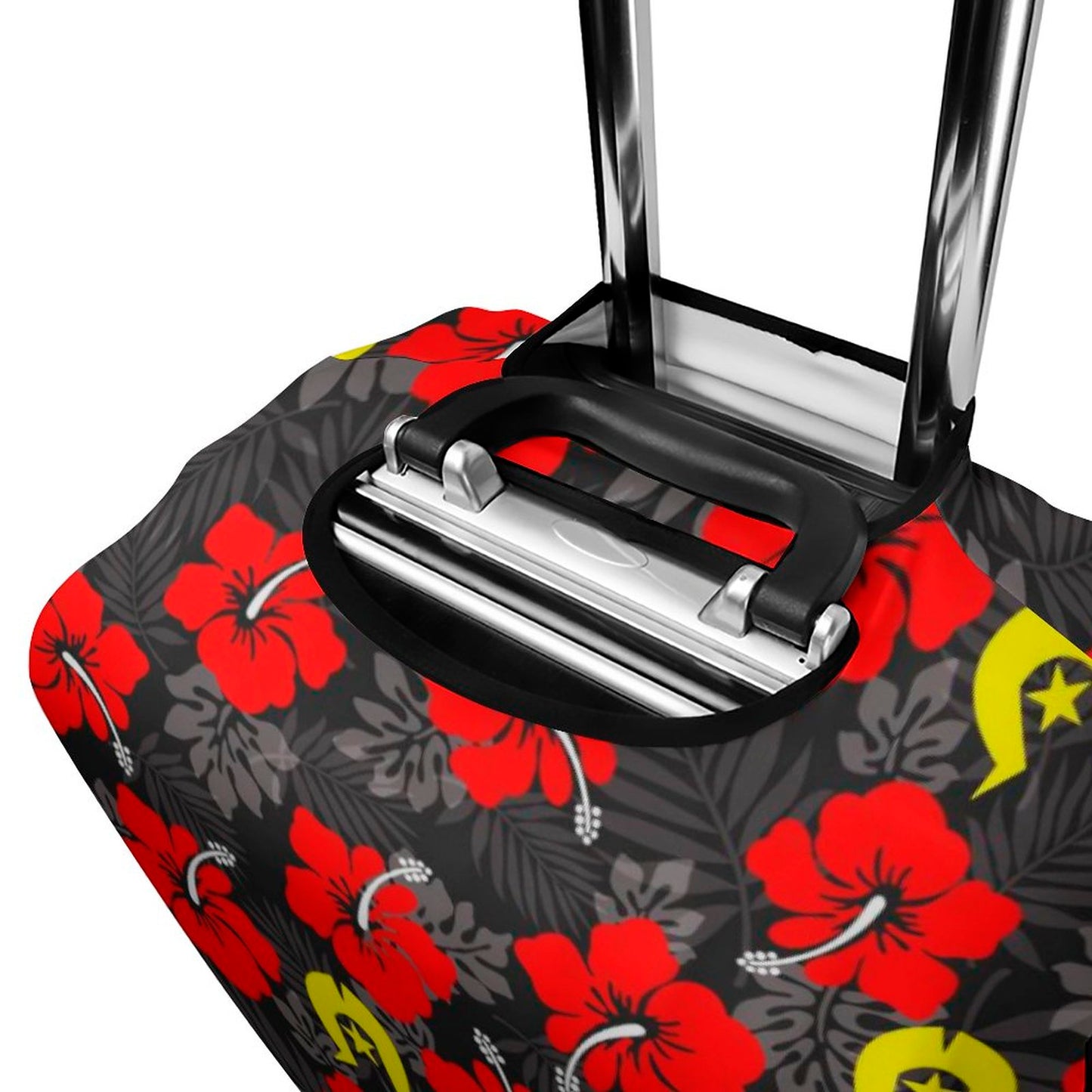 Royal Red Hibiscus with Yellow Dhari on Secure and Stylish Luggage Covers
