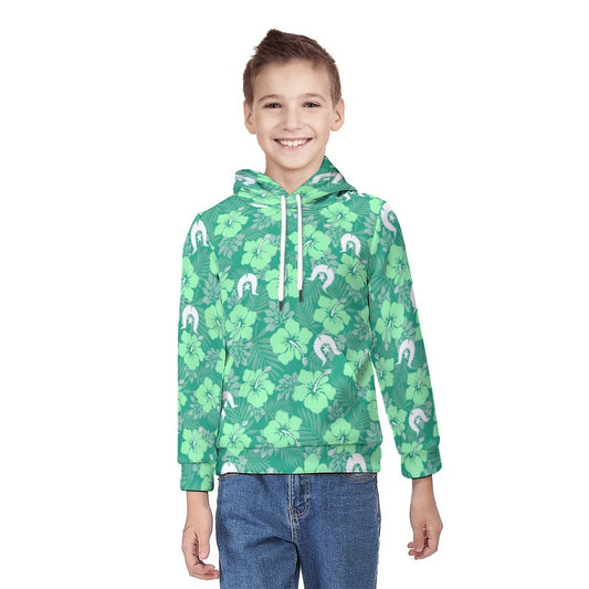Hibiscus flowers with Dhari (Royal mint) on Youth's Hoodie