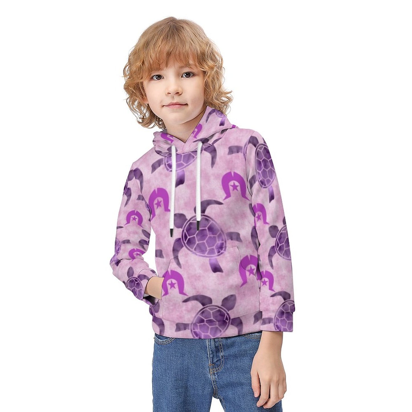 Purple Turtle Pattern on Children's Hoodie