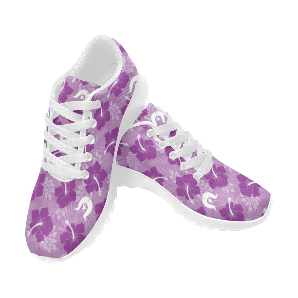 Hibiscus flowers with White Dhari (Royal purple) on Kid's Sneakers