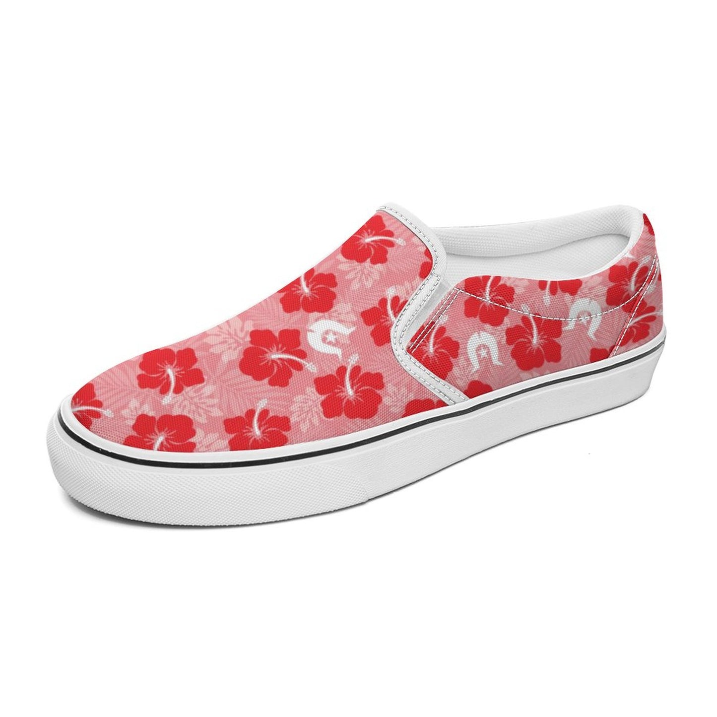 Hibiscus flowers with Dhari (Royal Pink) on Canvas Shoes for Teenagers