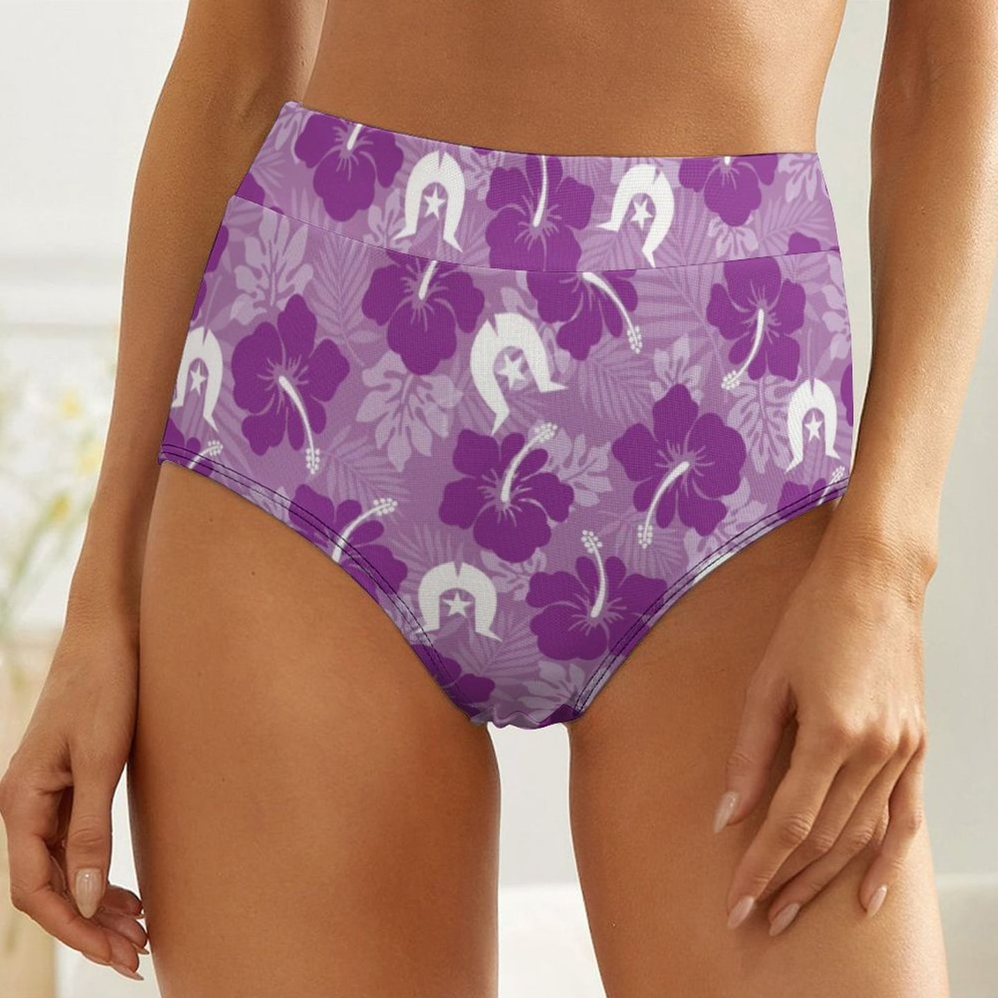 Hibiscus flowers with Dhari (Royal purple) on Women's High-Rise Panties